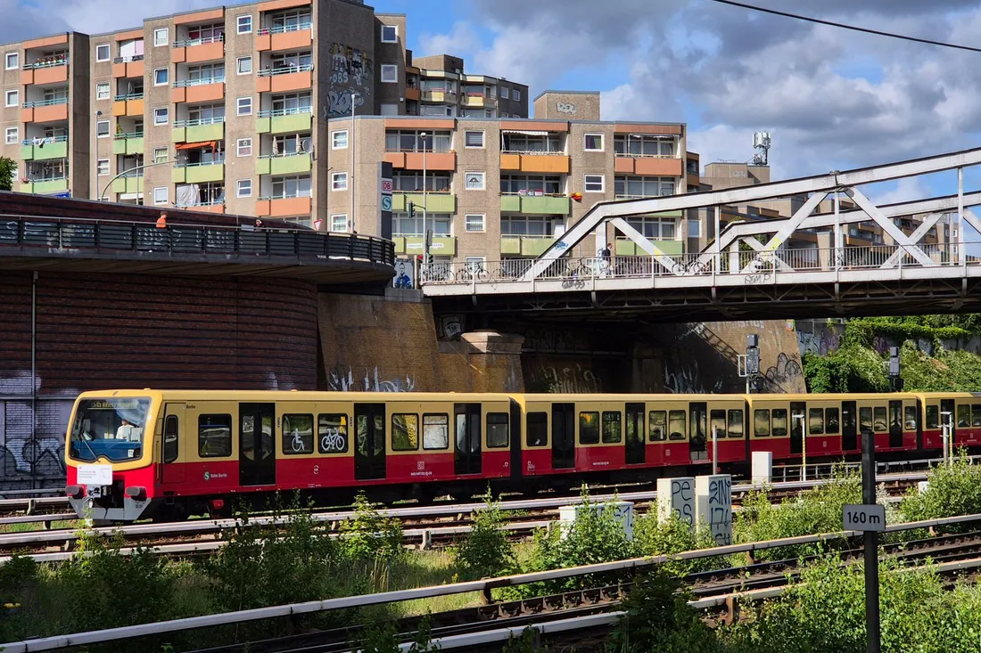 Altbaustraße mit Bäumen und parkenden Autos in Berlin-Friedrichshain